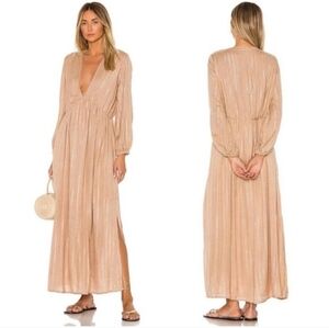 Revolve Sundress Chicago Long Roma Cafe Au Lait Maxi Tan Gold Dress Sz Xs/S